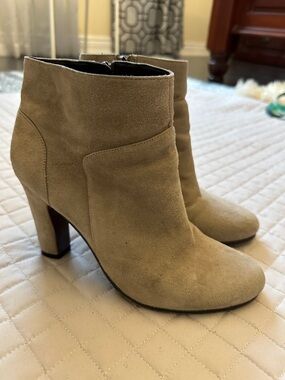 Sam Edelman Suede Ankle Booties in Taupe
